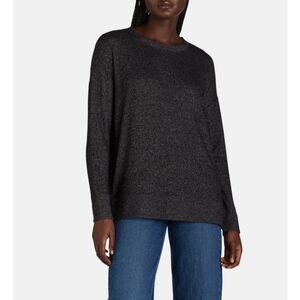 Time and Tru Women's Size M (8-10) Hacci Knit Pullover with Long-Sleeves Black